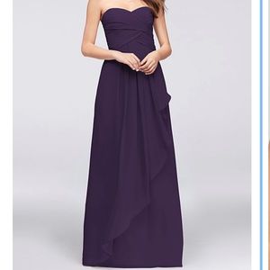 David’s Bridal crinkle chiffon dress with cascade skirt W10840 in apple